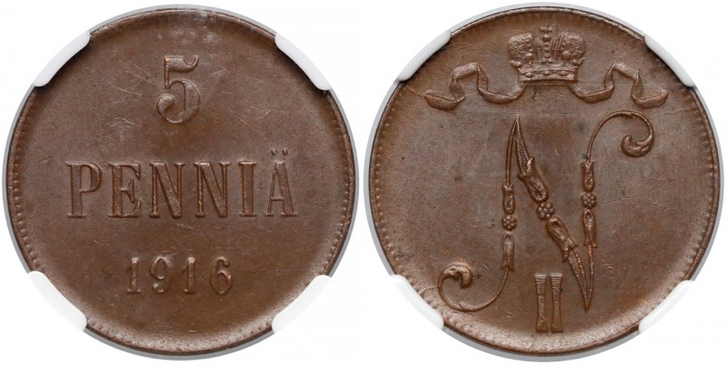 Finland / Russia, Nicholas II, 5 Penniä 1916
Finlandia / Rosja, Mikołaj II, 5 p...