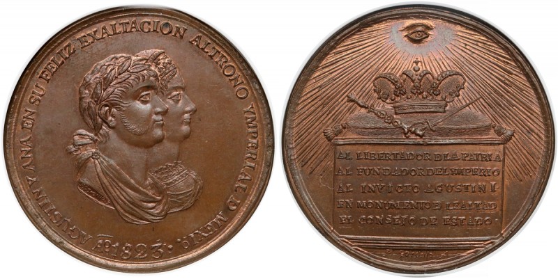 Meksyk, Cesarstwo, Medal Rada Stanu 1823 - wyśmienity
 Piękny, menniczy egzempl...