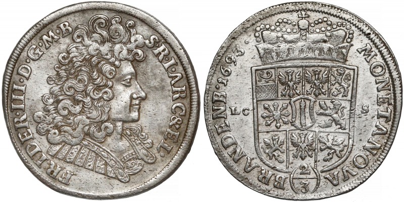 Niemcy, Brandenburgia-Prusy, Fryderyk III, 2/3 talara (gulden) 1693
Deutschland...