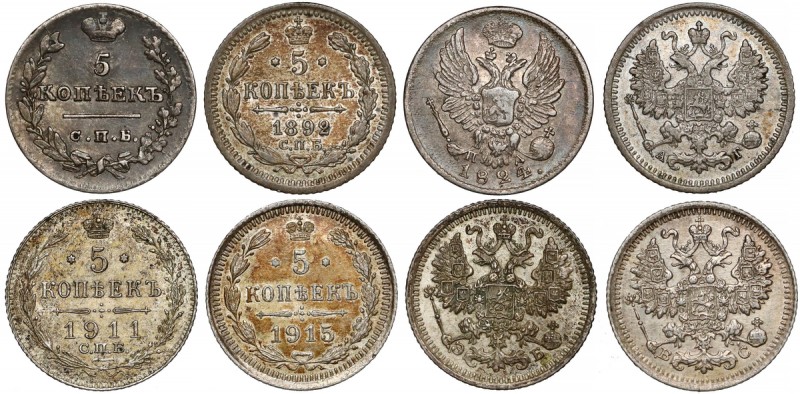 Russia, 5 Kopecks 1824-1915 (4pcs)
Rosja, 5 kopiejek 1824-1915 (4szt)
 

Gra...