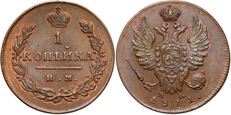 Russia, Alexander I, Kopeck 1811 ИМ / МК - rare (R1)
Rosja, Aleksander I, 1 kop...