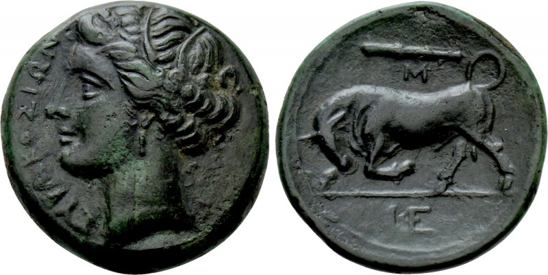 SICILY. Syracuse. Hieron II (275-215 BC). Ae. 

Obv: ΣΙPAKOΣIΩN. 
Wreathed he...