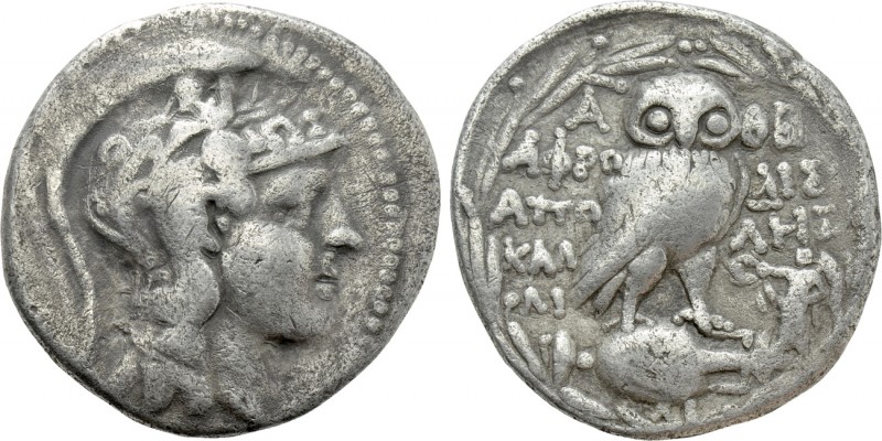 ATTICA. Athens. Tetradrachm (123/2 BC). New Style Coinage. Aphrodisi-, Apolexi- ...