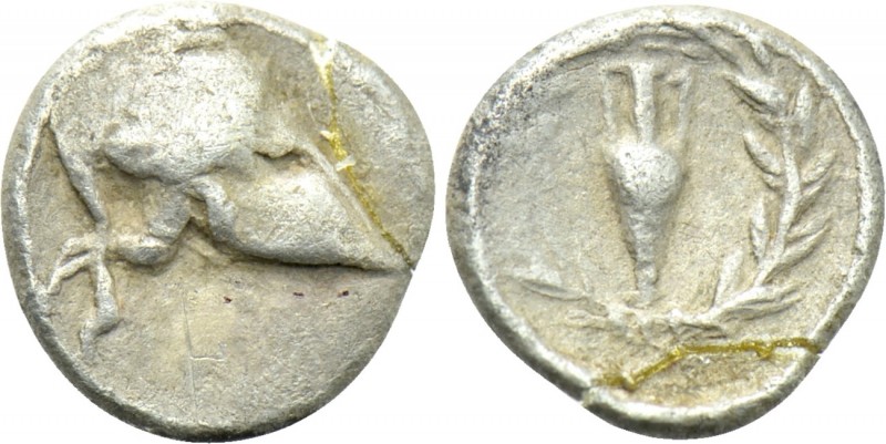 PELOPONNESOS. Uncertain (Zakynthos?). Hemiobol (Circa 4th century BC). 

Obv: ...