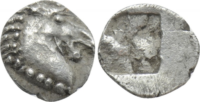 AEOLIS. Kyme. Hemiobol (Circa 500-475 BC). 

Obv: Head of Horse right.
Rev: Q...