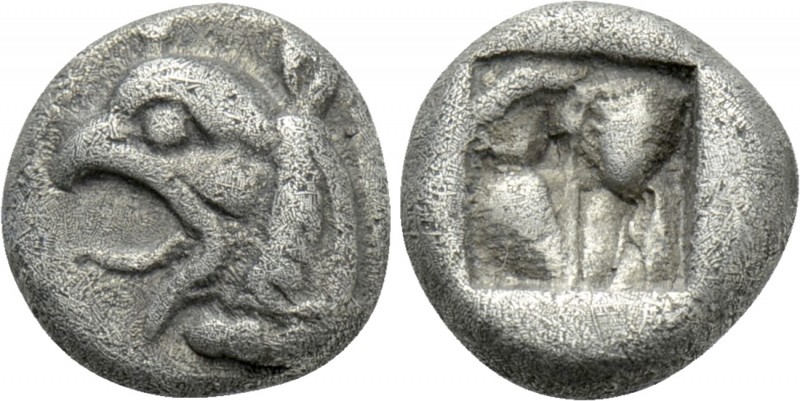 IONIA. Phokaia. Diobol (Circa 521-478 BC). 

Obv: Head of griffin left.
Rev: ...