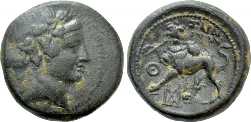 LYDIA. Sardes. Ae (Circa 2nd-1st centuries BC). 

Obv: Head of Dionysos right,...