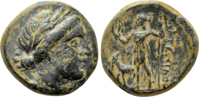 PAMPHYLIA. Perge. Ae (2nd century BC). 

Obv: Laureate head of Artemis right, ...