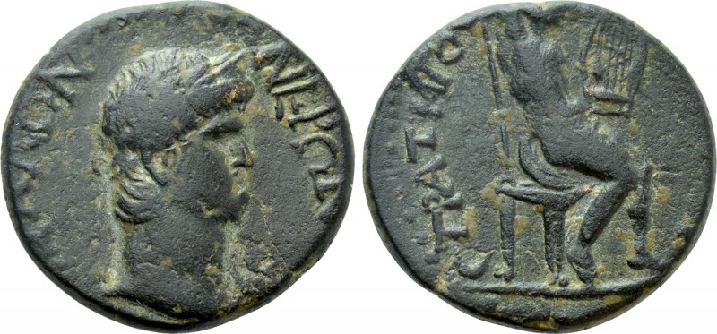 THESSALY. Koinon of Thessaly. Nero (54-68). Ae. Laouchus, strategos. 

Obv: NE...
