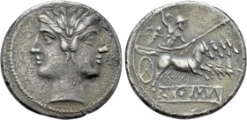 ANONYMOUS. Didrachm or Quadrigatus (Circa 225-214 BC). Rome.