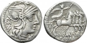 M. ABURIUS M.F. GEMINUS. Denarius (132 BC). Rome.