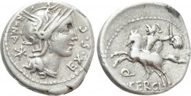 M. SERGIUS SILUS. Denarius (116-115 BC). Rome.