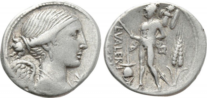L. VALERIUS FLACCUS. Denarius (108-107 BC). Rome. 

Obv: Winged and draped bus...