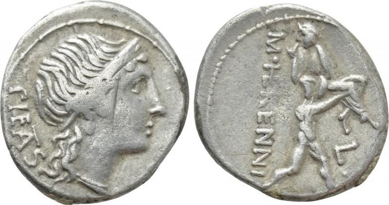 M. HERENNIUS. Denarius (108-107 BC). Rome. 

Obv: PIETAS. 
Diademed head of P...