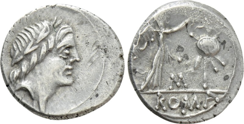 ANONYMOUS. Quinarius (81 BC). Rome. Uncertain mint. 

Obv: Laureate head of Ap...