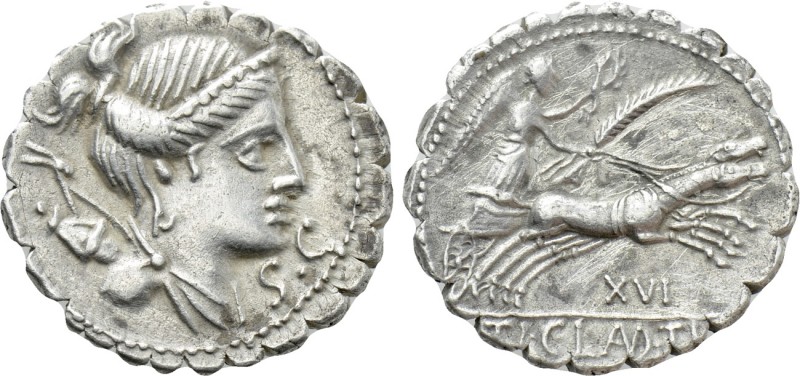 TI. CLAUDIUS NERO. Denarius (79 BC). Rome. 

Obv: SC. 
Draped bust of Diana r...