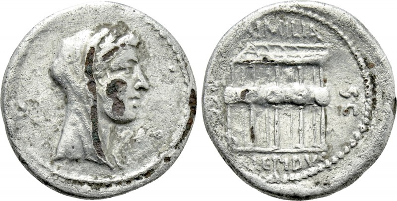 M. AEMILIUS LEPIDUS. Fourrée Denarius (58 BC). Rome. 

Obv: Veiled and laureat...