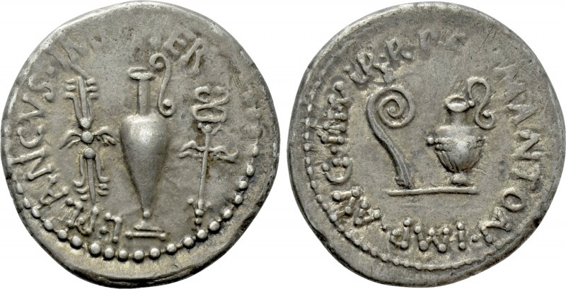MARK ANTONY. Denarius (40 BC). Military mint traveling with Antony and Plancus i...