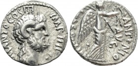 MARK ANTONY. Denarius (31 BC). Cyrene. L. Pinarius Scarpus, moneyer.