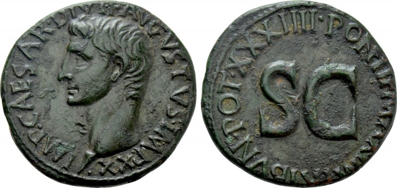 AUGUSTUS (27 BC-14 AD). Rome. As. 

Obv: IMP CAESAR DIVI F AVGVSTVS IMP XX. 
...