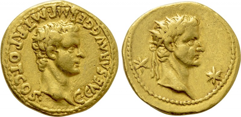 CALIGULA with Divus Augustus (37-41). GOLD Aureus. Lugdunum.

Obv: C CAESAR AV...