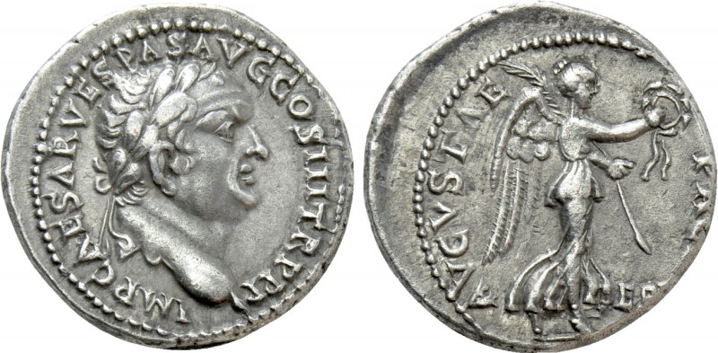 VESPASIAN (69-79). Denarius. Ephesus.

Obv: IMP CAESAR VESPAS AVG COS III TR P...