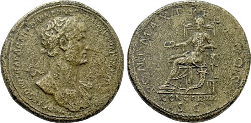 HADRIAN (117-138). Sestertius. Rome. 

Obv: IMP CAES DIVI TRA PARTH F DIVI NER...