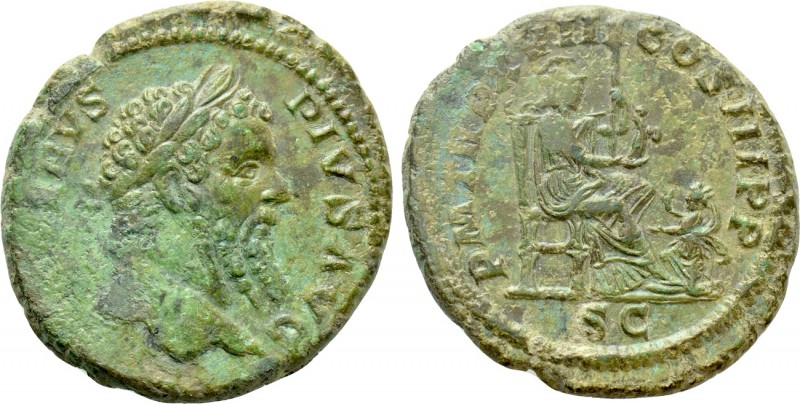 SEPTIMIUS SEVERUS (193-211). As. Rome. 

Obv: SEVERVS PIVS AVG. 
Laureate hea...