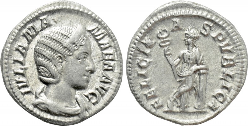 JULIA MAMAEA (Augusta, 222-235). Denarius. Rome. 

Obv: IVLIA MAMAEA AVG. 
Dr...