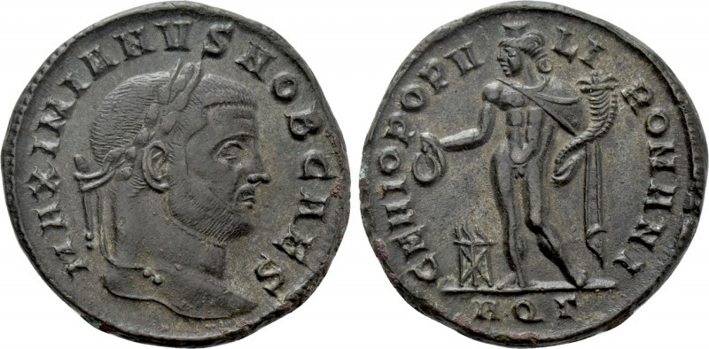 GALERIUS (Caesar, 293-305). Follis. Aquileia. 

Obv: MAXIMIANVS NOB CAES. 
La...