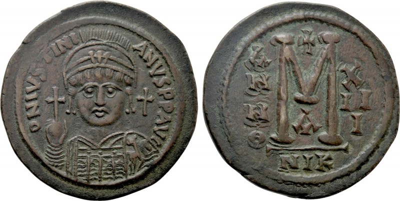 JUSTINIAN I (527-565). Follis. Nicomedia. Dated RY 13 (539/40). 

Obv: D N IVS...