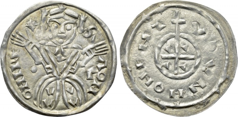 HUNGARY. Solomon (1063-1074). Denar. 

Obv: S - ALOM - INIRE. 
Solomon seated...