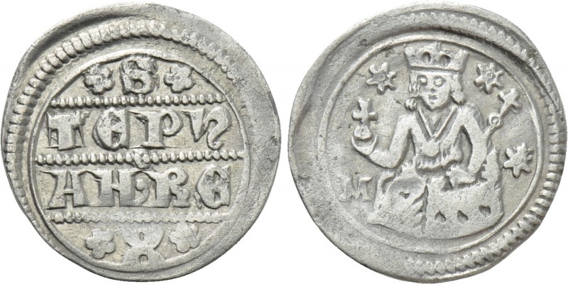 HUNGARY. Stephan V (1270-1272). Denar. 

Obv: Legend in four lines.
Rev: Step...