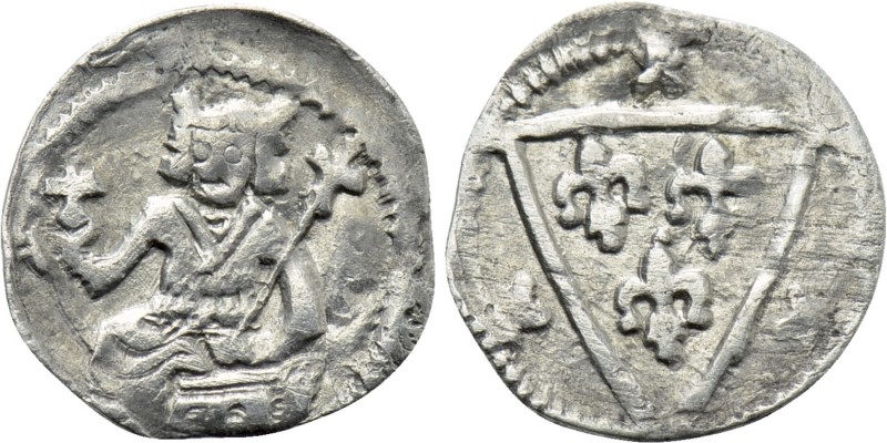 HUNGARY. Stephen V (1270-1272). Obol. 

Obv: King seated facing, holding cruci...