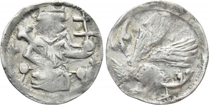 HUNGARY. Wenzel (1301-1305). Denar. 

Obv: King seated facing, holding crucifo...