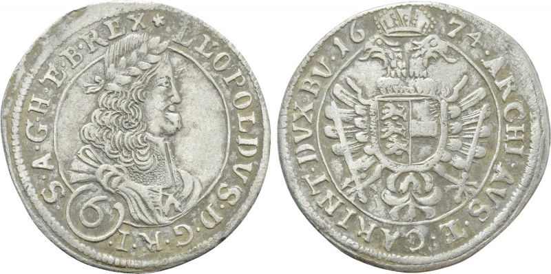 AUSTRIA. Holy Roman Empire. Leopold I. (1657-1705). 6 Kreuzer (1674). St. Veit. ...