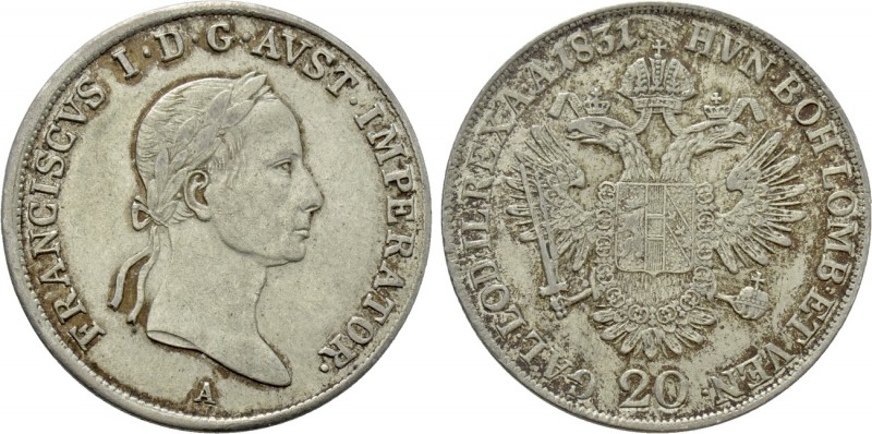 AUSTRIA. Francis I (1804-1835). 20 Kreuzer (1831). Wien (Vienna). 

Obv: FRANC...