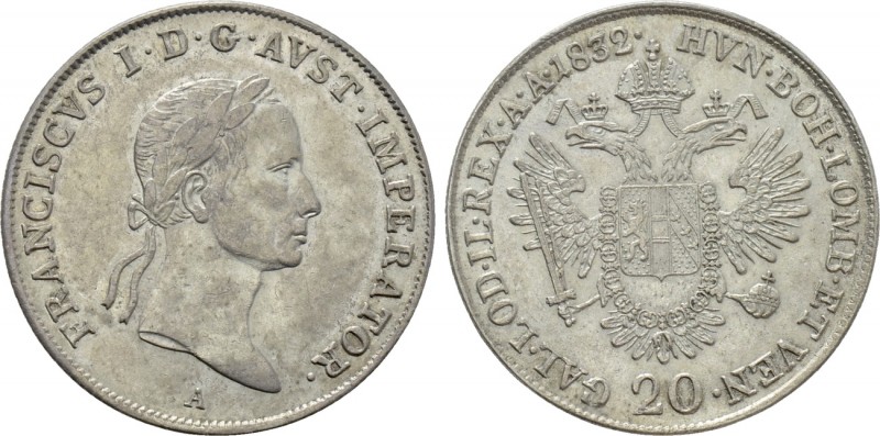 AUSTRIA. Francis I (1804-1835). 20 Kreuzer (1832). Wien (Vienna). 

Obv: FRANC...