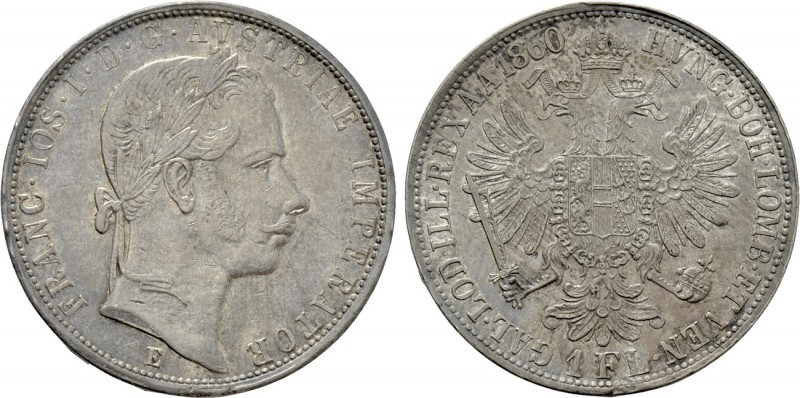 AUSTRIA. Franz Joseph I (1848-1916). 1 Gulden / 1 Florin (1860). Karlsburg. 

...