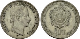 AUSTRIA. Franz Joseph I (1848-1916). 1/4 Gulden / 1/4 Florin (1862). Venice.