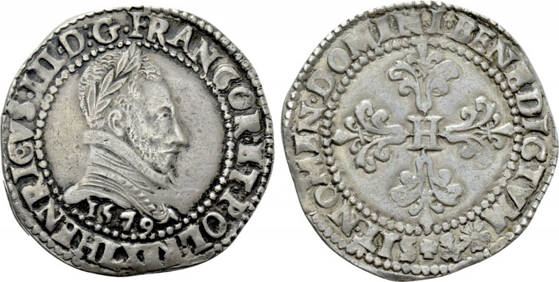 FRANCE. Henri III (1574-1589). Franc (1579-A). Bayonne. 

Obv: + HENRICVS III ...