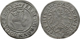 HOLY ROMAN EMPIRE. Ferdinand I (1521-1564). 3 Kreuzer or 3 Groschen (1556). Hall.