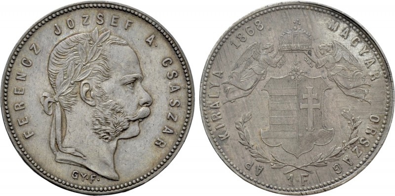 HUNGARY. Franz Joseph I (1848-1916). 1 Forint (1868-GY.F.). Karlsburg. 

Obv: ...