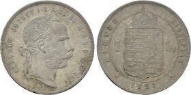 HUNGARY. Franz Joseph I (1848-1916). 1 Forint (1877-KB). Kremnitz.