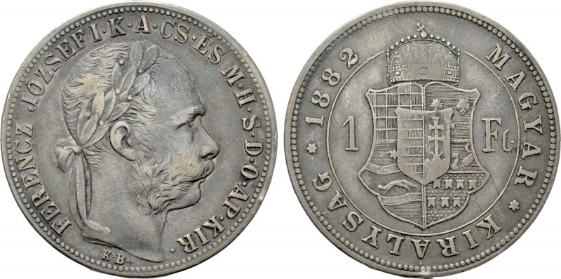 HUNGARY. Franz Joseph I (1848-1916). 1 Forint (1882). Kremnitz. 

Obv: FERENCZ...
