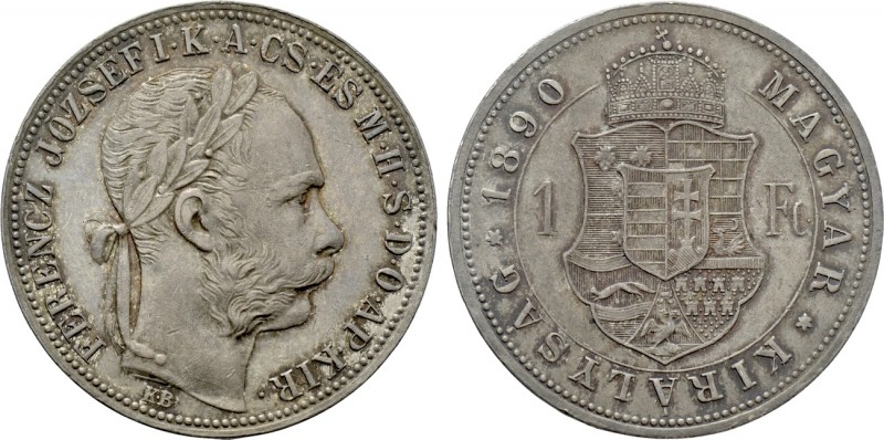 HUNGARY. Franz Joseph I (1848-1916). 1 Forint (1890). Kremnitz. 

Obv: FERENCZ...