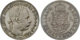 HUNGARY. Franz Joseph I (1848-1916). 1 Forint (1890). Kremnitz.