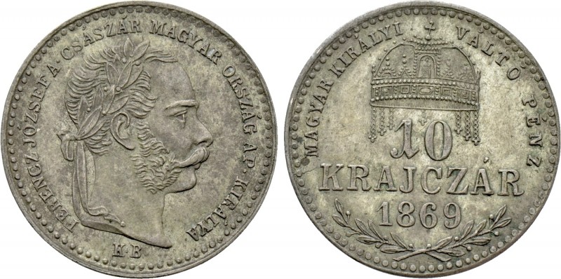 HUNGARY. Franz Joseph I (1848-1916). 20 Krajczar (1869). Kremnitz. 

Obv: FERE...