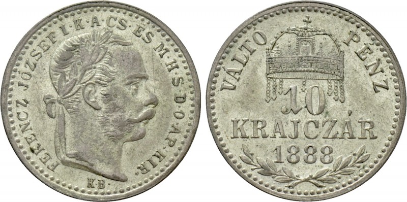 HUNGARY. Franz Joseph I (1848-1916). 20 Krajczar (1888). Kremnitz. 

Obv: FERE...