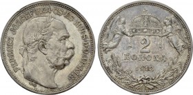 HUNGARY. Franz Joseph I (1848-1916). 2 Corona (1912). Kremnitz.
